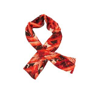 Rectangle Abstract Print Scarf  Red Black Lightweight Shawl Wrap Polyester